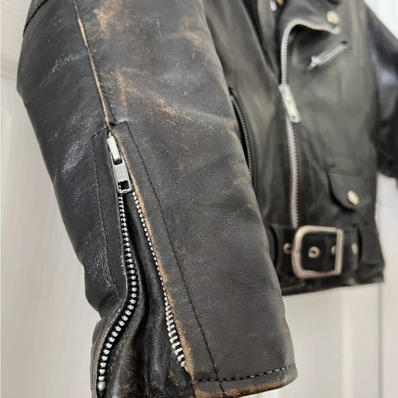 XS Women’s cropped genuine leather rider jacket - Picture 9 of 16